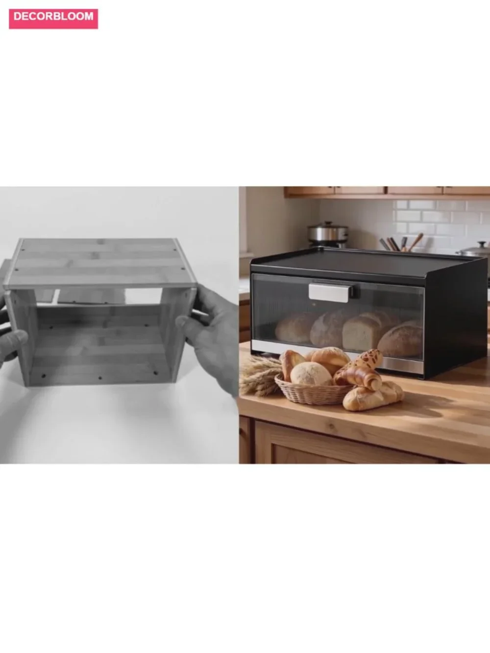 Metal Bread Box for Kitchen Countertop, 10 Qt Modern Small Breadbox